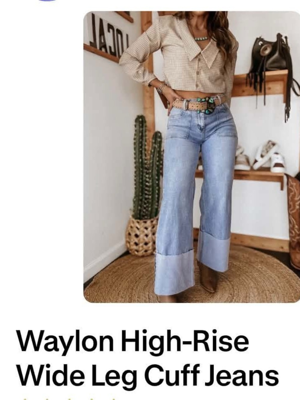 Vibrant Light Blue High-Rise Wide Leg Cuff Jeans